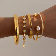 European American Stainless Steel Zircon Bracelet Light Luxury High Grade 18K Gold Plated Bangle Non Fading Titanium Steel Cross Border Jewelry