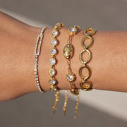 European American Stainless Steel Rhinestone Bracelet for Women Light Luxury Niche Hand Jewelry 18K Titanium Steel Tarnish-Free Cross-Border Accessory