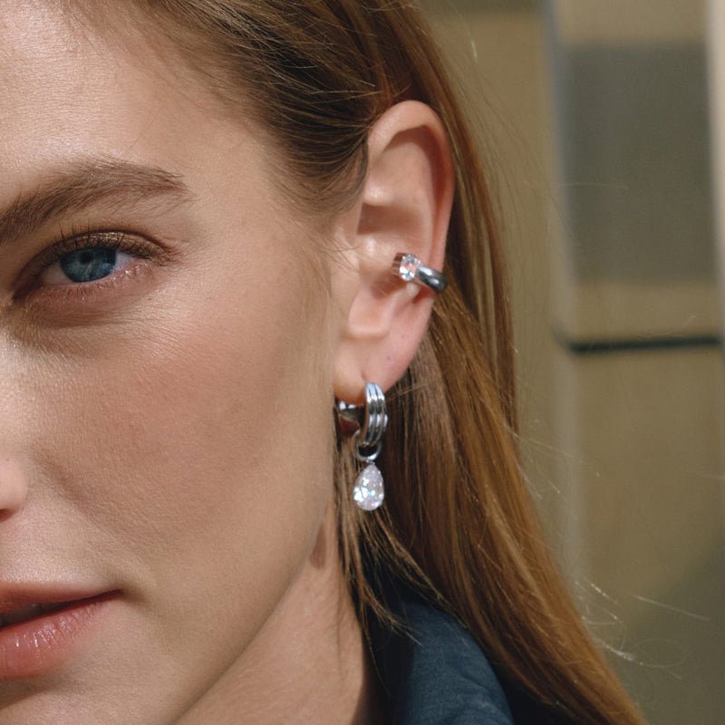 European American Stainless Steel Zircon Earrings Light Luxury High Grade Ear Buckles Non Fading Titanium Steel Cross Border Jewelry For Women