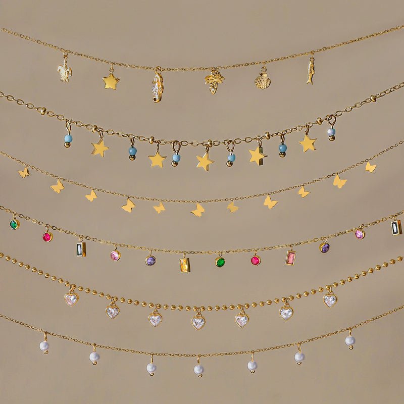 European American Titanium Steel Zircon Necklace Women's Light Luxury High-End Clavicle Chain Tarnish-Free Cross-Border Stainless Steel Neck Jewelry