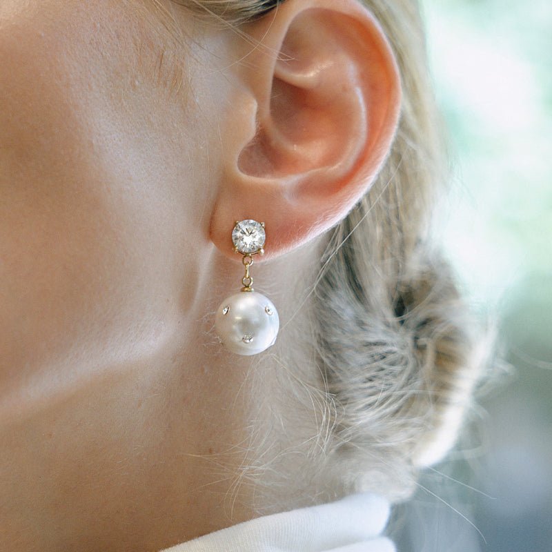 Titanium Steel Faux Pearl Stud Earrings Niche Premium Earrings Non Fading Diamond Inlaid Earrings Stainless Steel Jewelry Cross Border