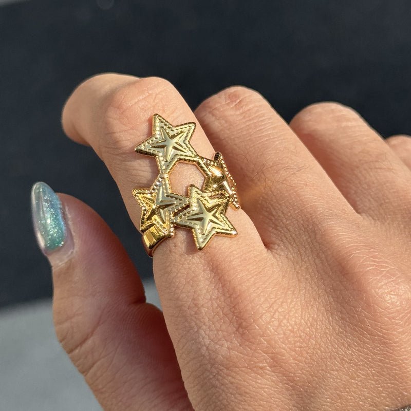 Pentagram Ring Minimalist High Grade Korean INS Style Jewelry Stainless Steel Titanium Steel Cross Border Jewelry For Women