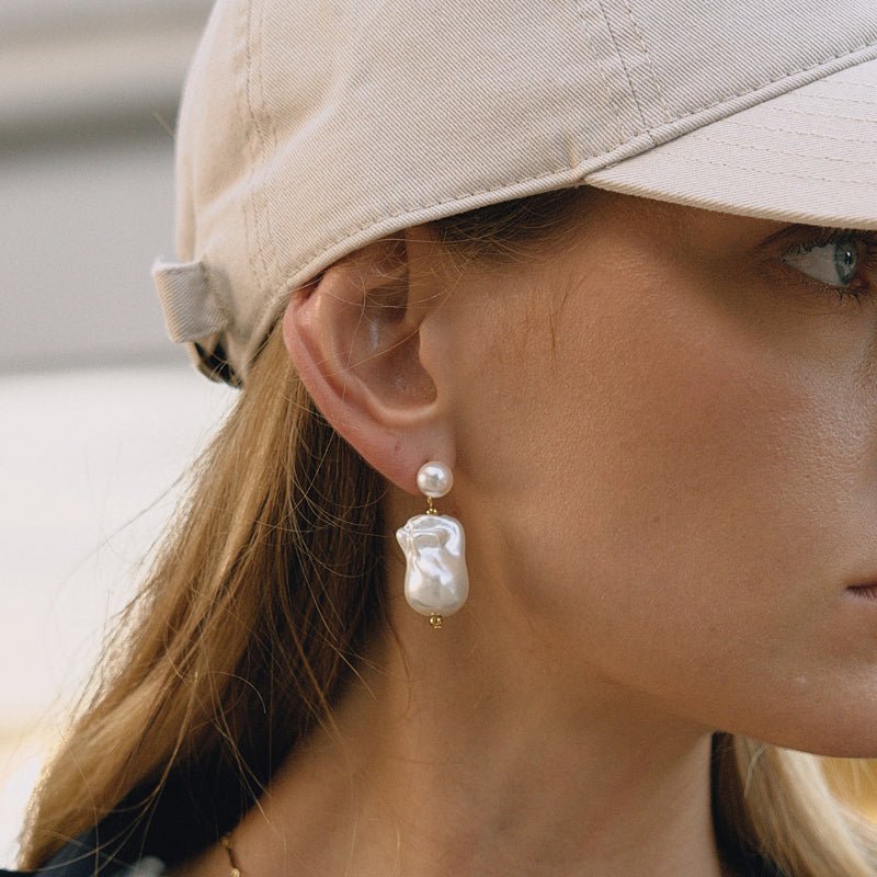 Titanium Steel Imitation Baroque Pearl Stud Earrings Light Luxury Premium Earrings Non Fading Cross Border Stainless Steel Women Jewelry