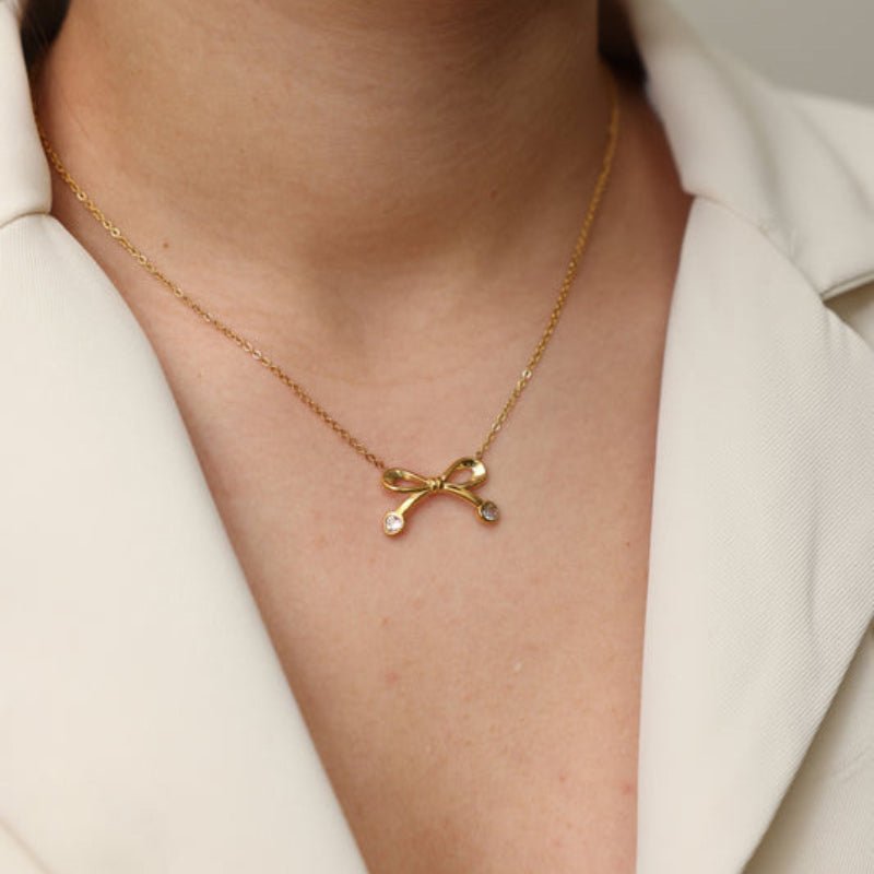 Stainless Steel Bow Love Heart Zircon Stud Earrings Light Luxury High Grade Ear Studs Titanium Steel Cross Border Jewelry