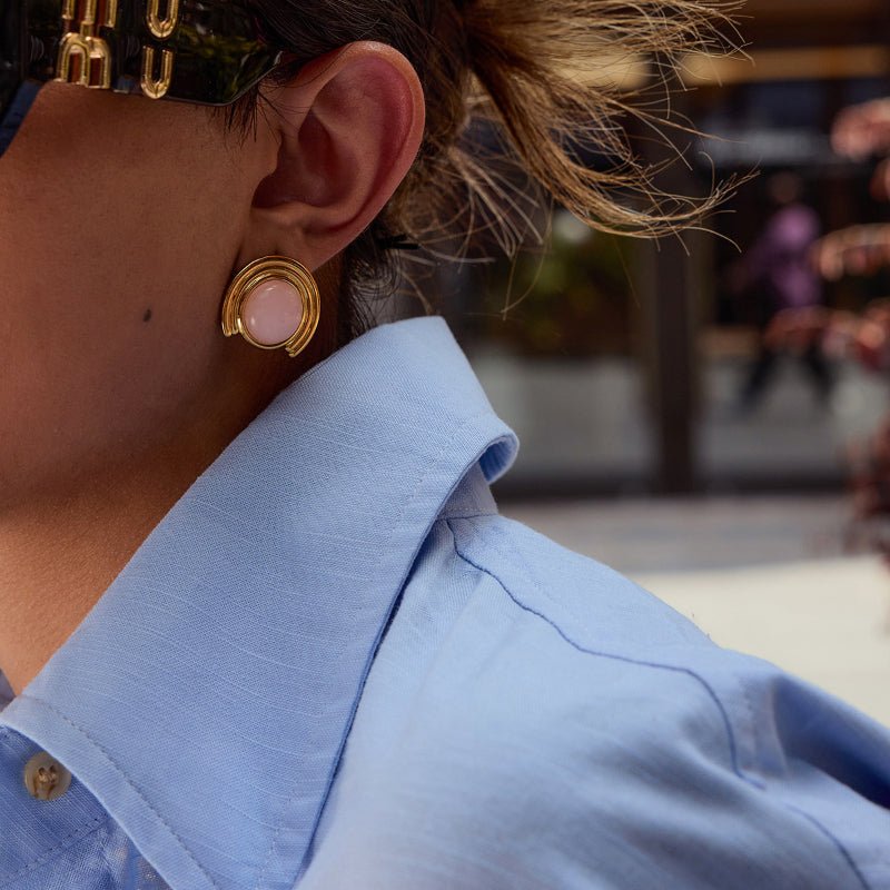 Original Design Stainless Steel Faux Pearl Stud Earrings Light Luxury Premium Earrings Non Fading Titanium Steel Jewelry Cross Border