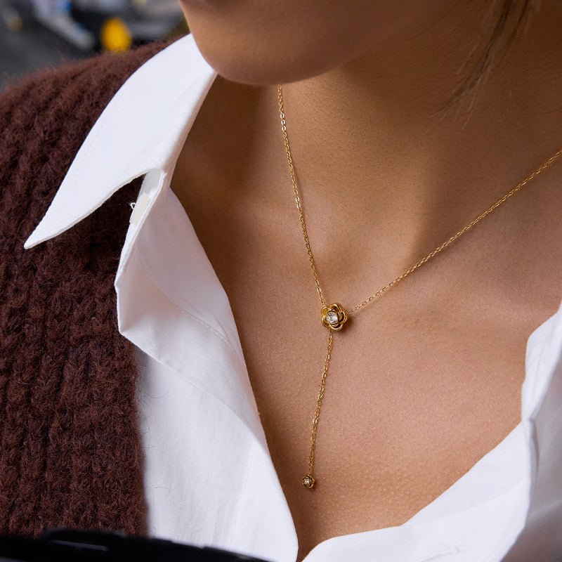 European American Stainless Steel Necklace Light Luxury Minimalist Clavicle Chain Body Chain 18K Gold Y-Shaped Chain Titanium Steel Cross Border Jewelry For Women