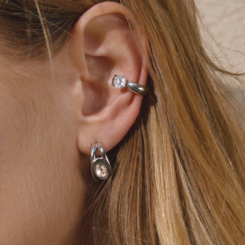 European American Stainless Steel Zircon Earrings Light Luxury High Grade Ear Buckles Non Fading Titanium Steel Cross Border Jewelry For Women