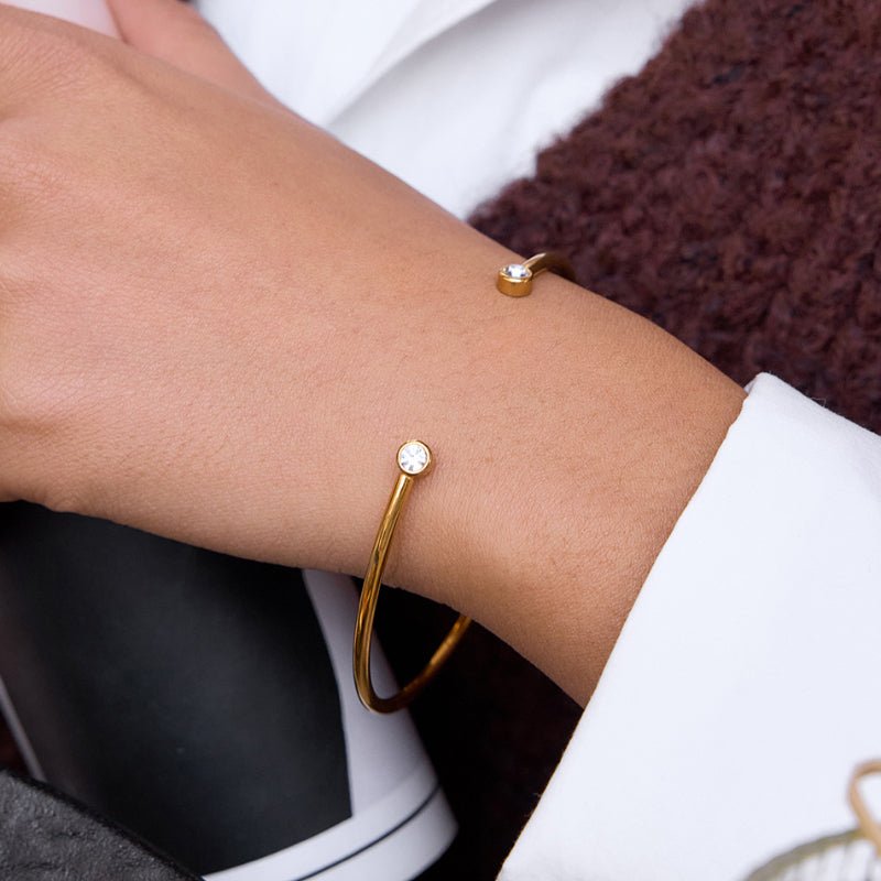 Stainless Steel Zircon Bracelet Bangle European American Jewelry Titanium Steel Cross Border Jewelry For Women Light Luxury Fashion Bangle