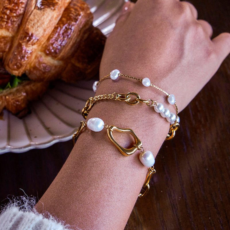 Titanium Steel Faux Pearl Bracelet Non Fading Bow Jewelry Stainless Steel Women Premium Cross Border European American