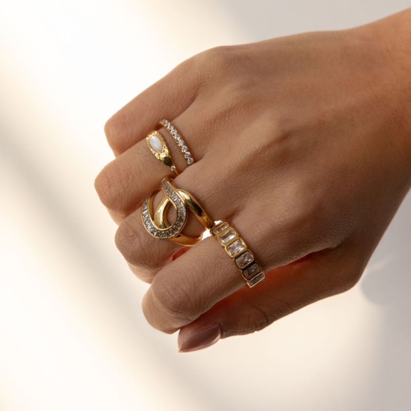 Zircon Titanium Steel Ring Minimalist High Grade Diamond Ring Stainless Steel 18K Gold Cross Border Jewelry For Women Ring