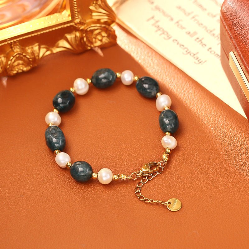 Natural Freshwater Pearl Dark Green Jade Bracelet Luxury Light Luxury Fashion Bracelet Minimalist Niche Design Jewelry
