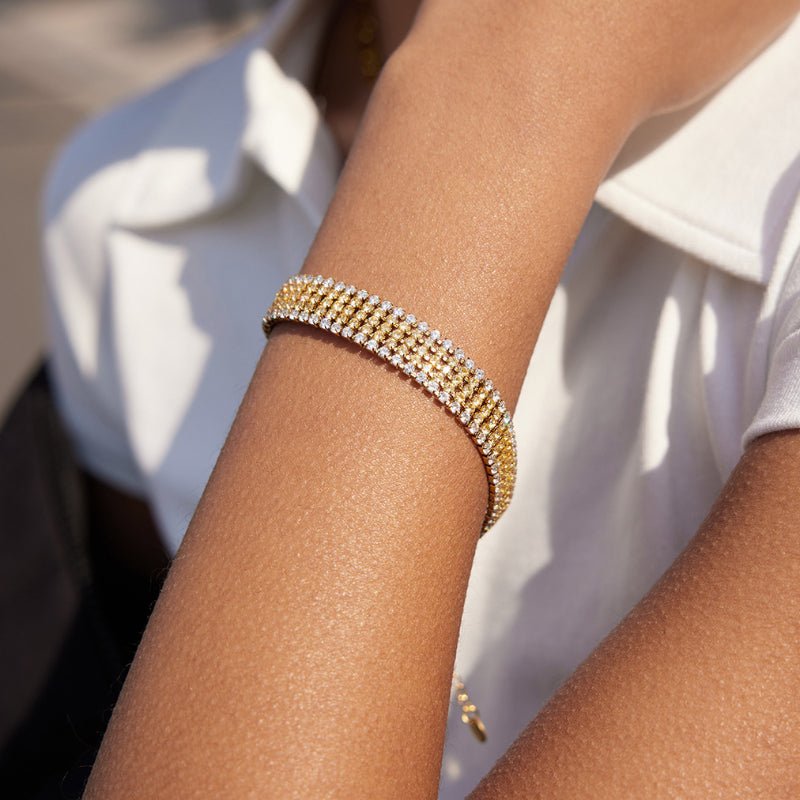 European American Stainless Steel Zircon Tennis Bracelet Light Luxury High Grade Jewelry Minimalist Bracelet Titanium Steel Cross Border Jewelry