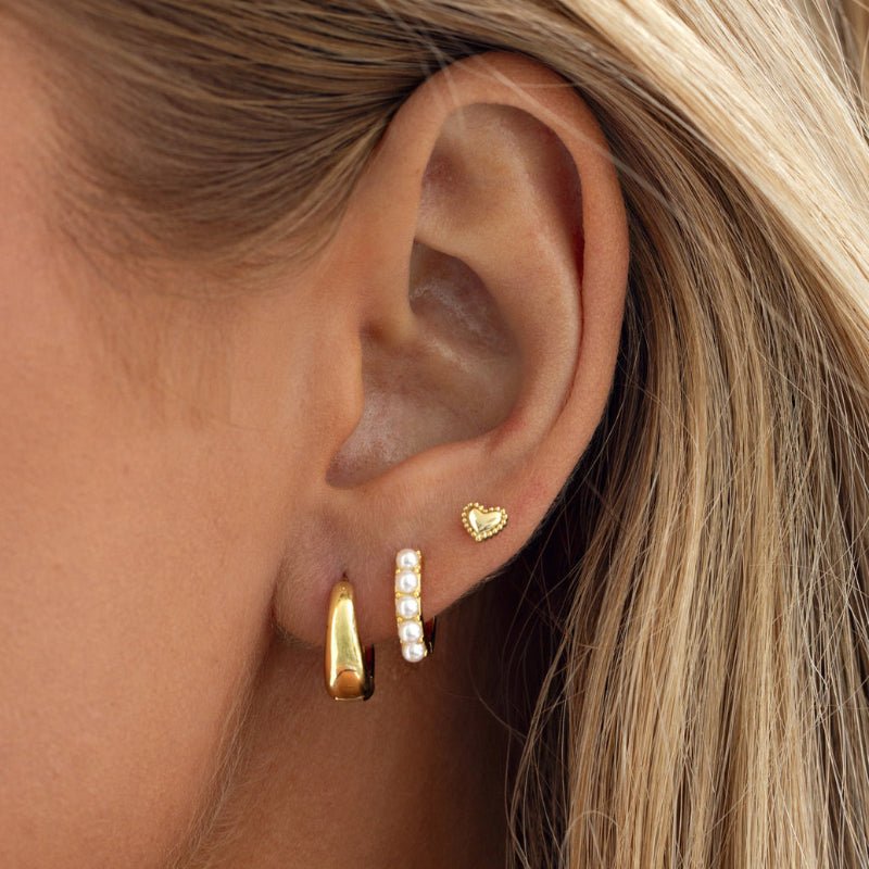 Titanium Steel Faux Pearl Earrings Light Luxury Premium Earrings Blue Turquoise Hoop Earrings Stainless Steel Women Jewelry Non Fading