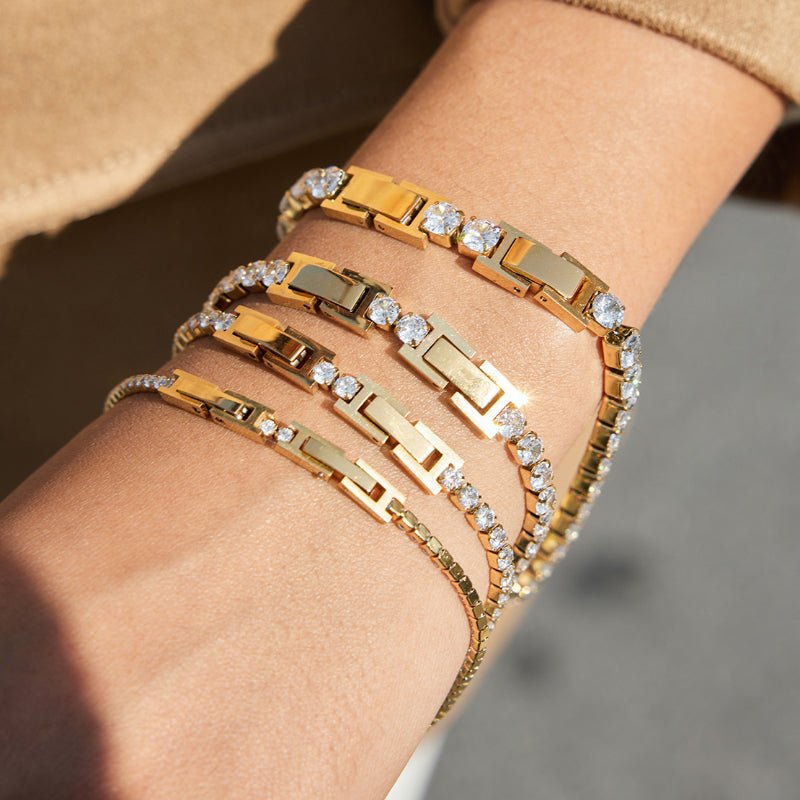 Cross-Border Stainless Steel Zircon Tennis Bracelet Light Luxury Minimalist INS Korean Style Women Jewelry European American Titanium Steel Jewelry