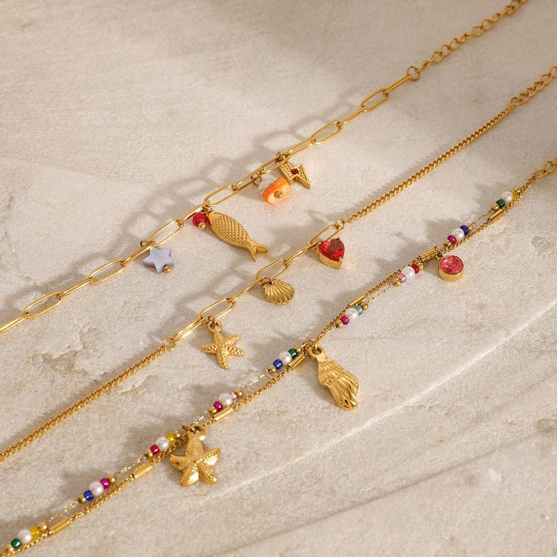 European American Stainless Steel Natural Stone Ocean DIY Bracelet Premium Personalized Jewelry 18K Titanium Steel Jewelry Cross Border