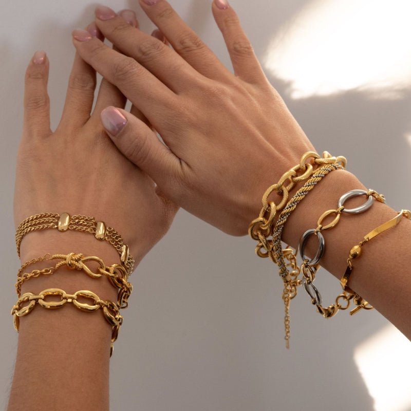 European American Stainless Steel Bracelet Non-Fading INS Korean Style Hand Jewelry Titanium Steel Cross Border Jewelry For Women Light Luxury Minimalist