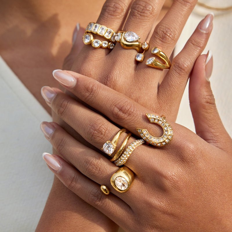 European American Zircon Titanium Steel Ring Minimalist High Grade Korean INS Style Adjustable Opening Ring Stainless Steel Cross Border Jewelry