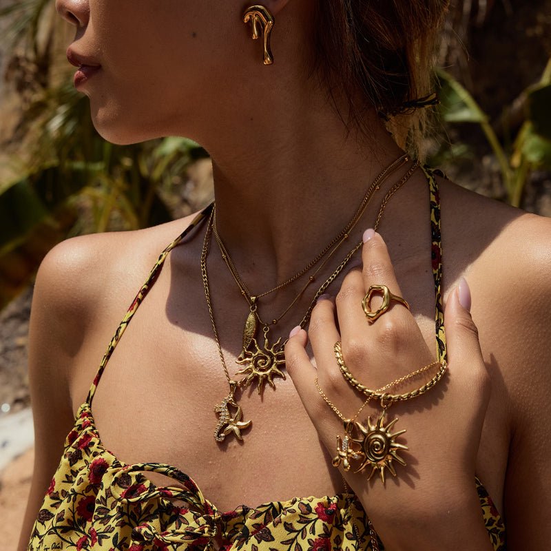 Cross-border Stainless Steel Vacation Jewelry Titanium Steel Necklace Light Luxury High-end Clavicle Chain European and American Pendant Accessories For Women