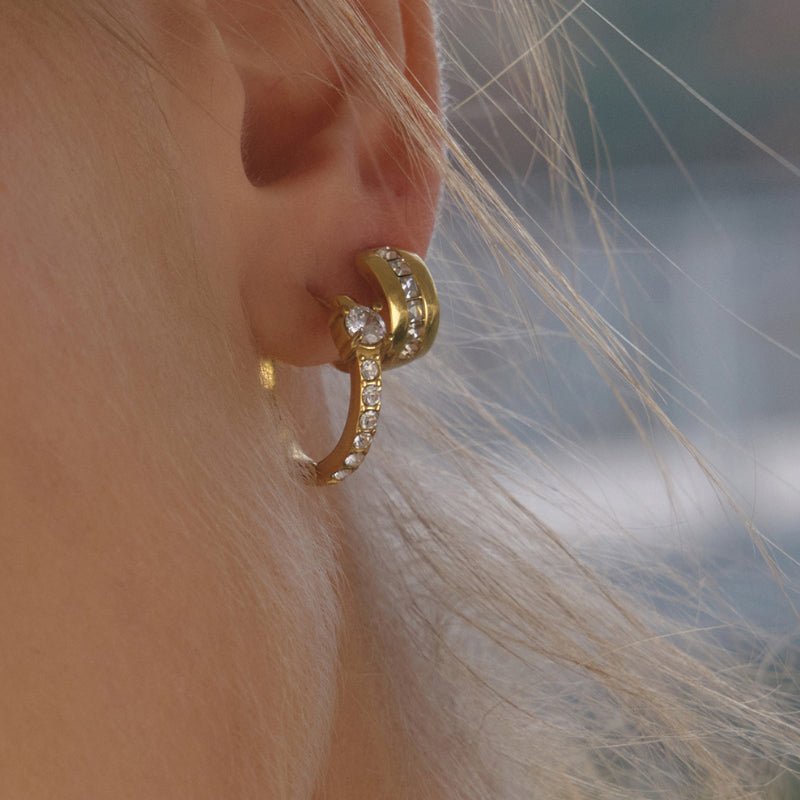 European American Stainless Steel Zircon Earrings Hoop Earrings Titanium Steel Jewelry Light Luxury High Grade Earrings Hypoallergenic