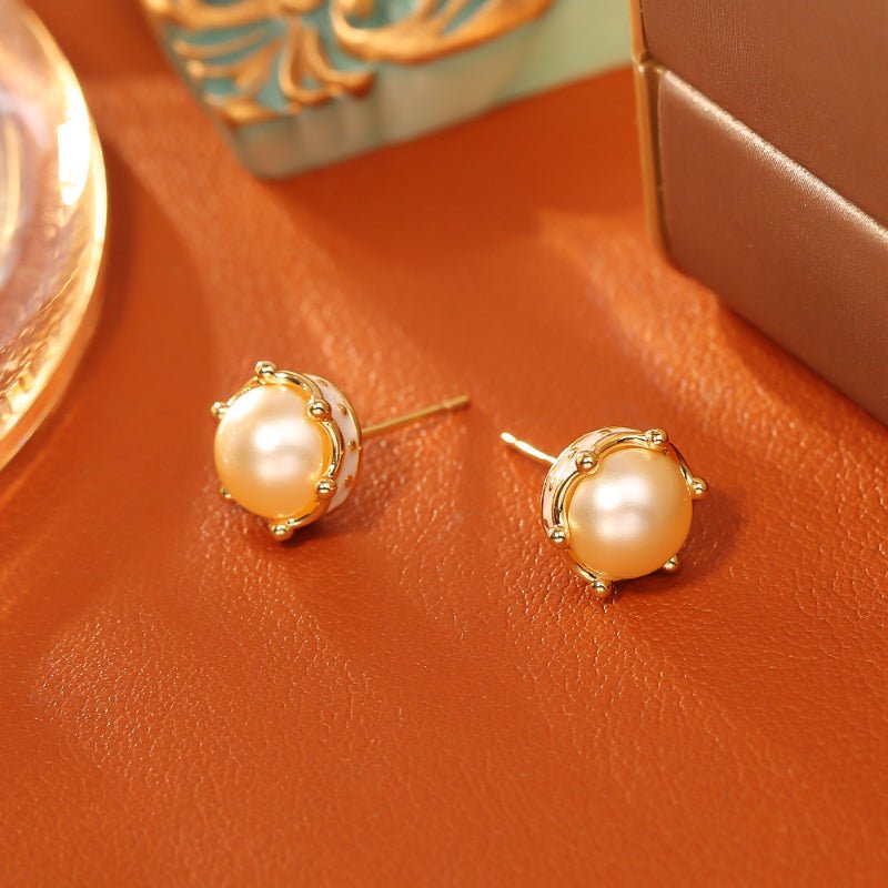 Simple Fashion Pearl Stud Earrings Daily Commute Versatile Luxury Korean Style Tiny Silver Needle Earrings