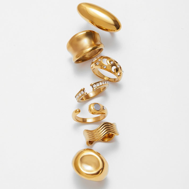 European American Natural Stone Ring Titanium Steel Non Fading Jewelry Cross Border Hot Sale Ring Stainless Steel Jewelry Premium