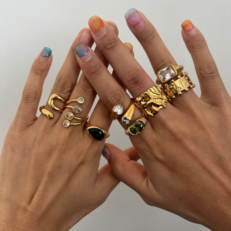 European American Stainless Steel Zircon Ring Minimalist High Grade Korean INS Style Finger Ring Titanium Steel Cross Border Jewelry Ring