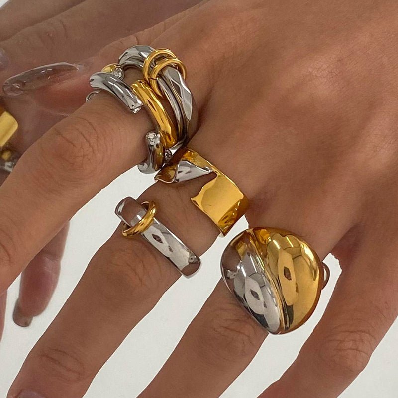 European American Style Color Block Stainless Steel Circle Earrings High End Ins Style Titanium Steel Rings Fashion Jewelry