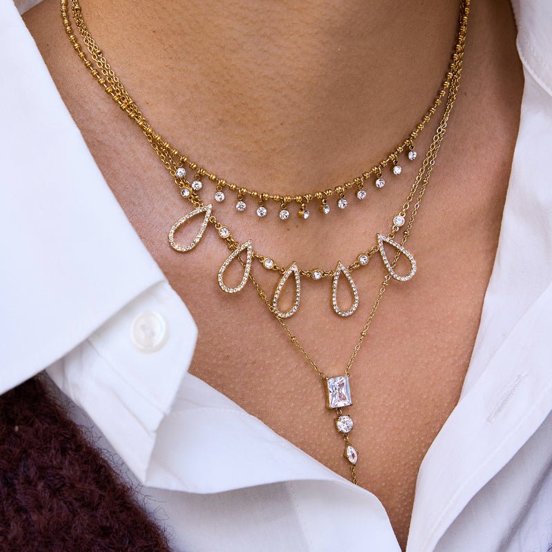 18K Gold Plated Stainless Steel Necklace Light Luxury Minimalist Design Clavicle Chain Body Chain Titanium Steel Cross Border Jewelry