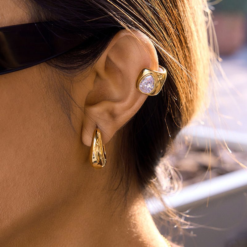 Stainless Steel Ear Clips For Women No Piercing Ear Cuffs Zircon Earrings Light Luxury High Grade Titanium Steel Cross Border Jewelry For Women