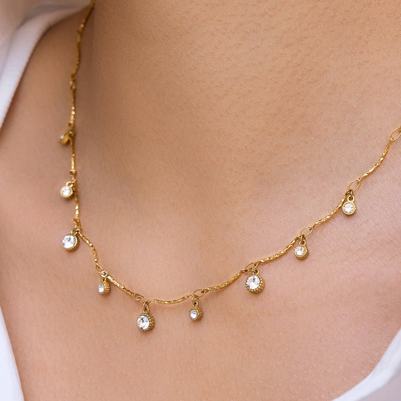 18K Gold Stainless Steel Zircon Heart Necklace Light Luxury Minimalist Clavicle Chain Titanium Steel Cross Border Valentine's Day Jewelry