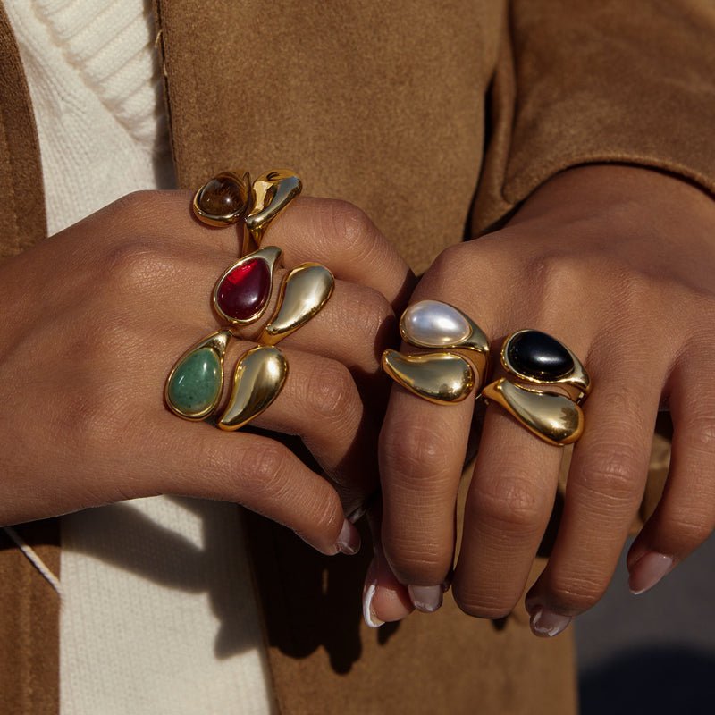 Natural Stone Titanium Steel Ring Light Luxury Premium Bracelet Non Fading Cross Border Hot Sale Jewelry Stainless Steel Jewelry