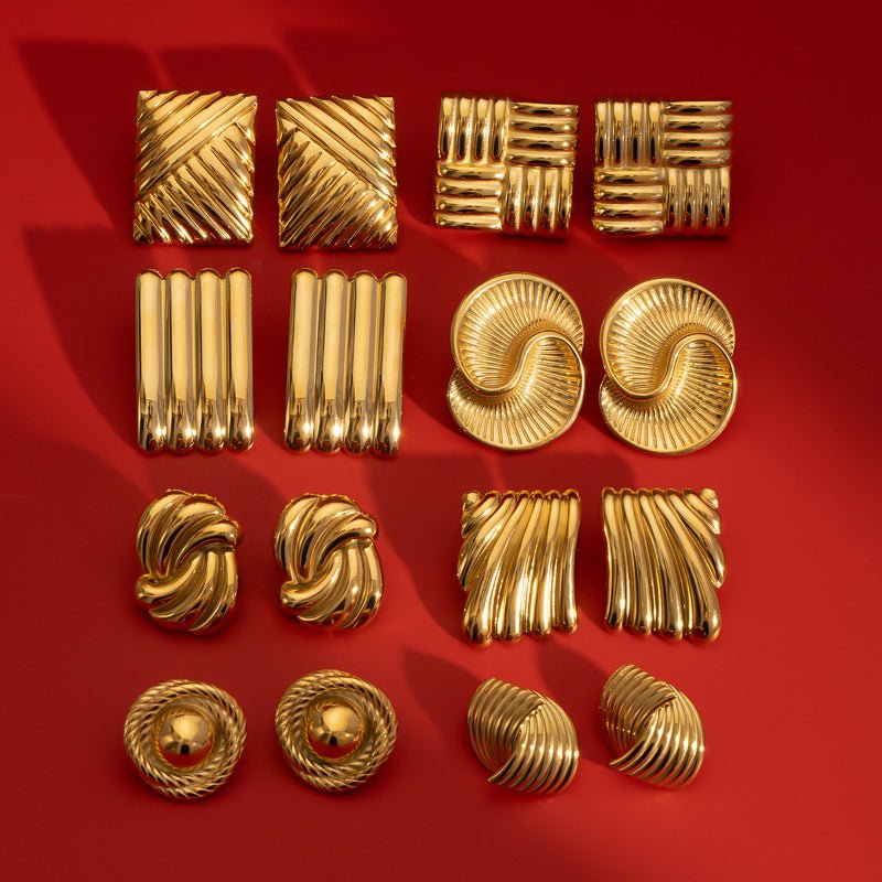 European and American Stainless Steel Geometric Stud Earrings High End Sense Niche INS Style Earrings Titanium Steel Ear Jewelry Earrings