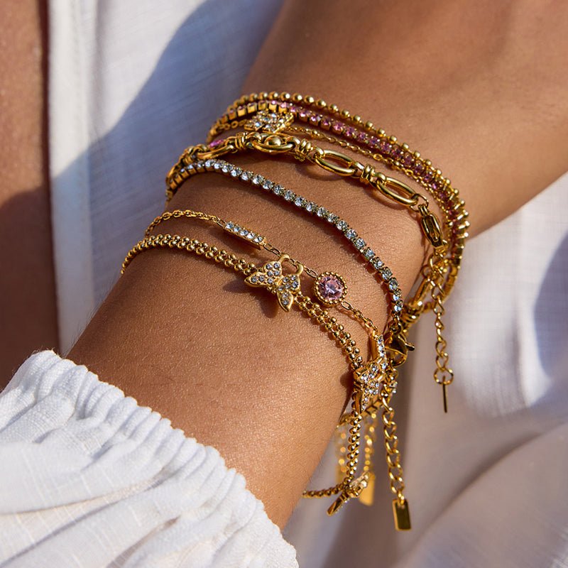 European American Stainless Steel Zircon Bracelet For Women Light Luxury Premium Jewelry Non Fading Titanium Steel Jewelry Cross Border Hot Sale