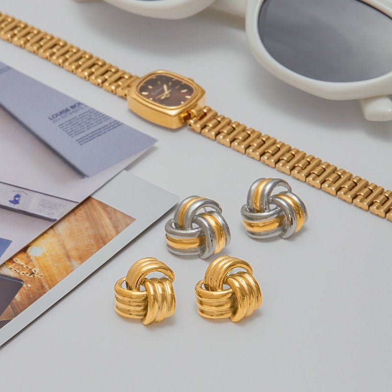 18K Gold Plated Twisted  For Women Non Fading Titanium Steel Fashion Jewelry