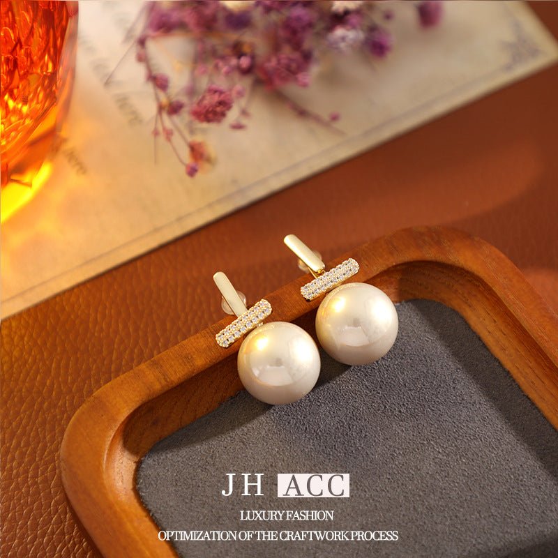 S925 Silver Needle French Retro 2 Wear Ways Pearl Earrings Real Gold Plated Copper Stud Earrings Temperament Versatile Jewelry