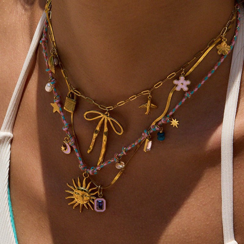 European American Stainless Steel Love Stackable Necklace Light Luxury Premium Clavicle Chain No Fade Titanium Steel Jewelry Cross Border