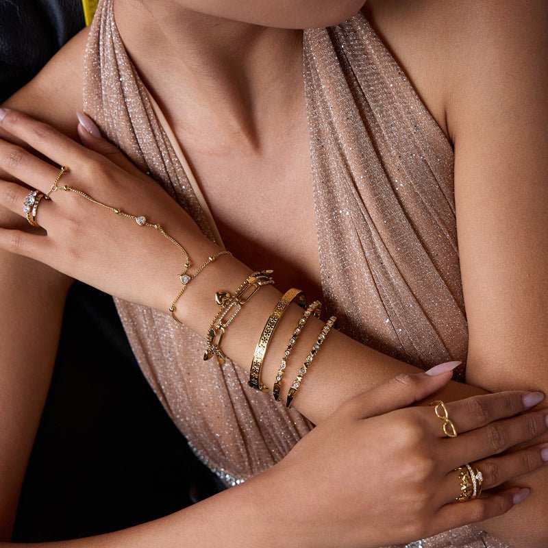 European and American stainless steel heart bracelet light luxury high-end 18K gold jewelry non-fading titanium steel ornament