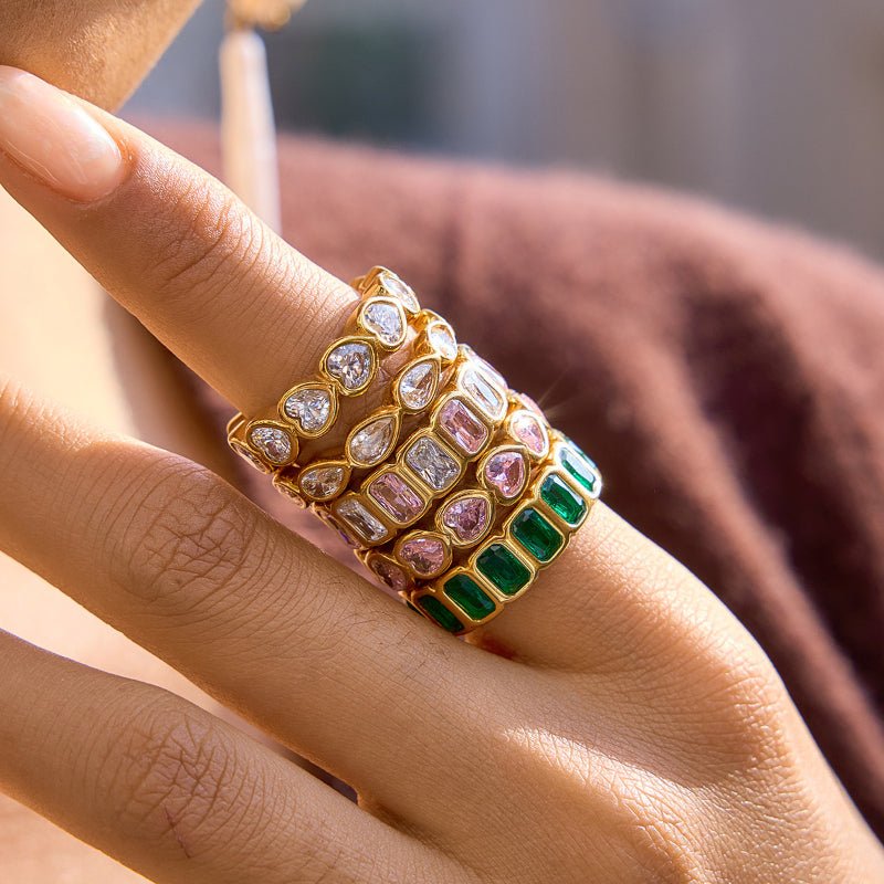 Stainless Steel Zircon Ring Minimalist High Grade Design Finger Ring 18K Gold European American Cross Border Titanium Steel Jewelry For Women