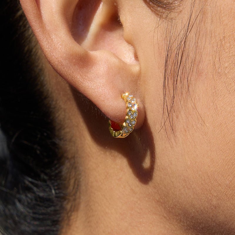 European American Stainless Steel Rhinestone Hoop Earrings Light Luxury High-End Tarnish-Free Cross-Border Jewelry for Women