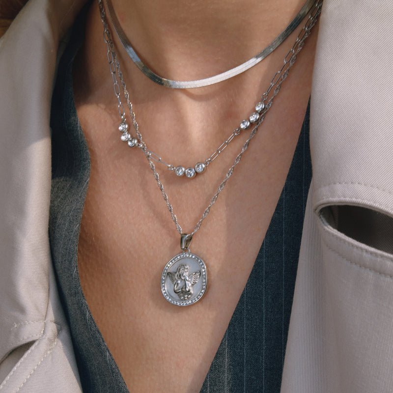 European American Titanium Steel Zircon Necklace Light Luxury Minimalist Design Clavicle Chain Body Chain Stainless Steel Cross Border Jewelry