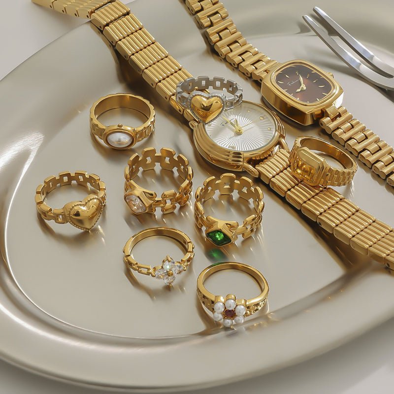 European and American Style Watch Band Ring Titanium Steel Non Fading For Women Minority Design Finger Ring Stainless Steel Jewelry Cross Border Rings