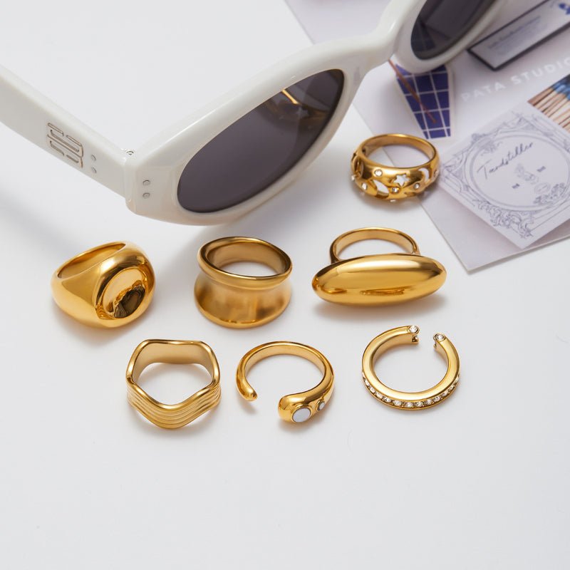 European American Natural Stone Ring Titanium Steel Non Fading Jewelry Cross Border Hot Sale Ring Stainless Steel Jewelry Premium