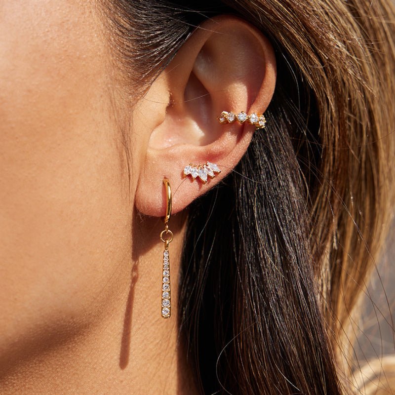 European American Titanium Steel Zircon Necklace Light Luxury Niche Jewelry For Women Non Fading Stainless Steel Earrings Cross Border Earrings