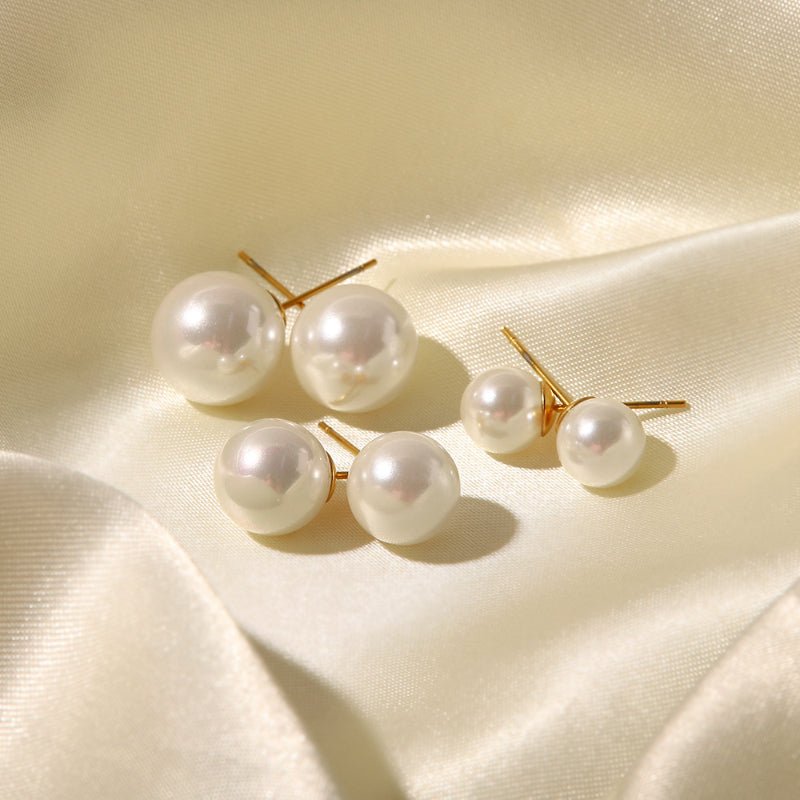 Iridescent Big Pearl Stud Earrings for Women French Vintage Light Luxury High-End Fall Winter Trendy Earrings