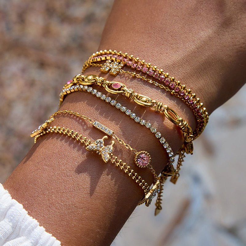 European and American Style Stainless Steel Zircon Bracelet For Women Light Luxury High End Jewelry Non Fading Titanium Steel Jewelry Cross Border Hot Sale