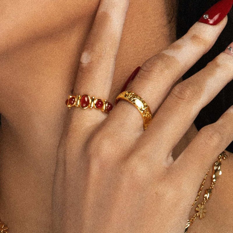 Tiger Eye Titanium Steel Ring Tarnish-Free Band Stainless Steel Agate Jewelry High-End Cross-Border Rings for Women