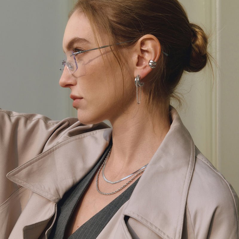 European American Stainless Steel Tassel Earrings Light Luxury High Grade Titanium Steel Stud Earrings Non-Fading Cross Border Jewelry For Women