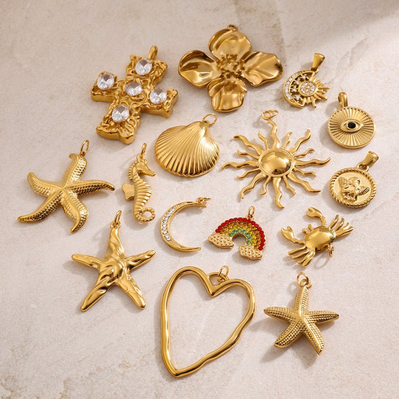 European American Stainless Steel Ocean Series Jewelry Accessories Heart DIY Pendant Cross Titanium Steel Necklace Pendant