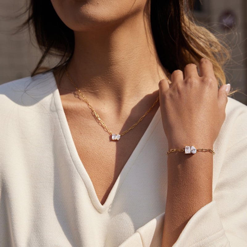 European American Stainless Steel Zircon Tennis Bracelet Light Luxury High Grade Non Fading Jewelry For Women Titanium Steel Cross Border Jewelry