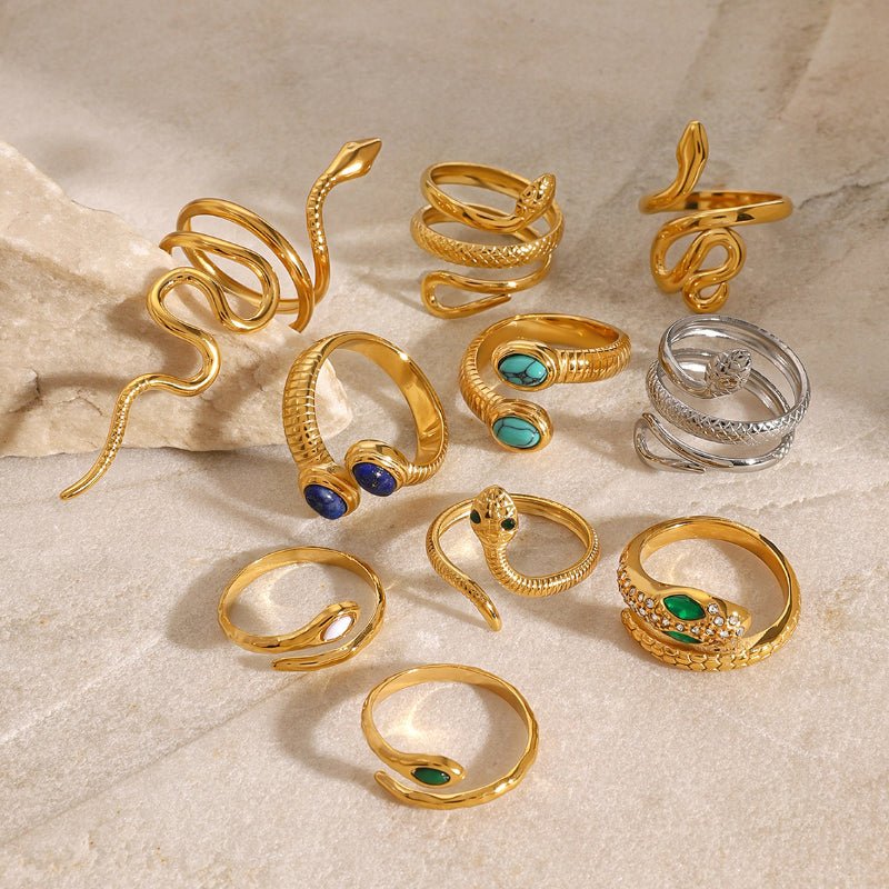 European American Stainless Steel Snake Ring Premium Niche Style Open Finger Ring Titanium Steel Jewelry Cross Border Rings